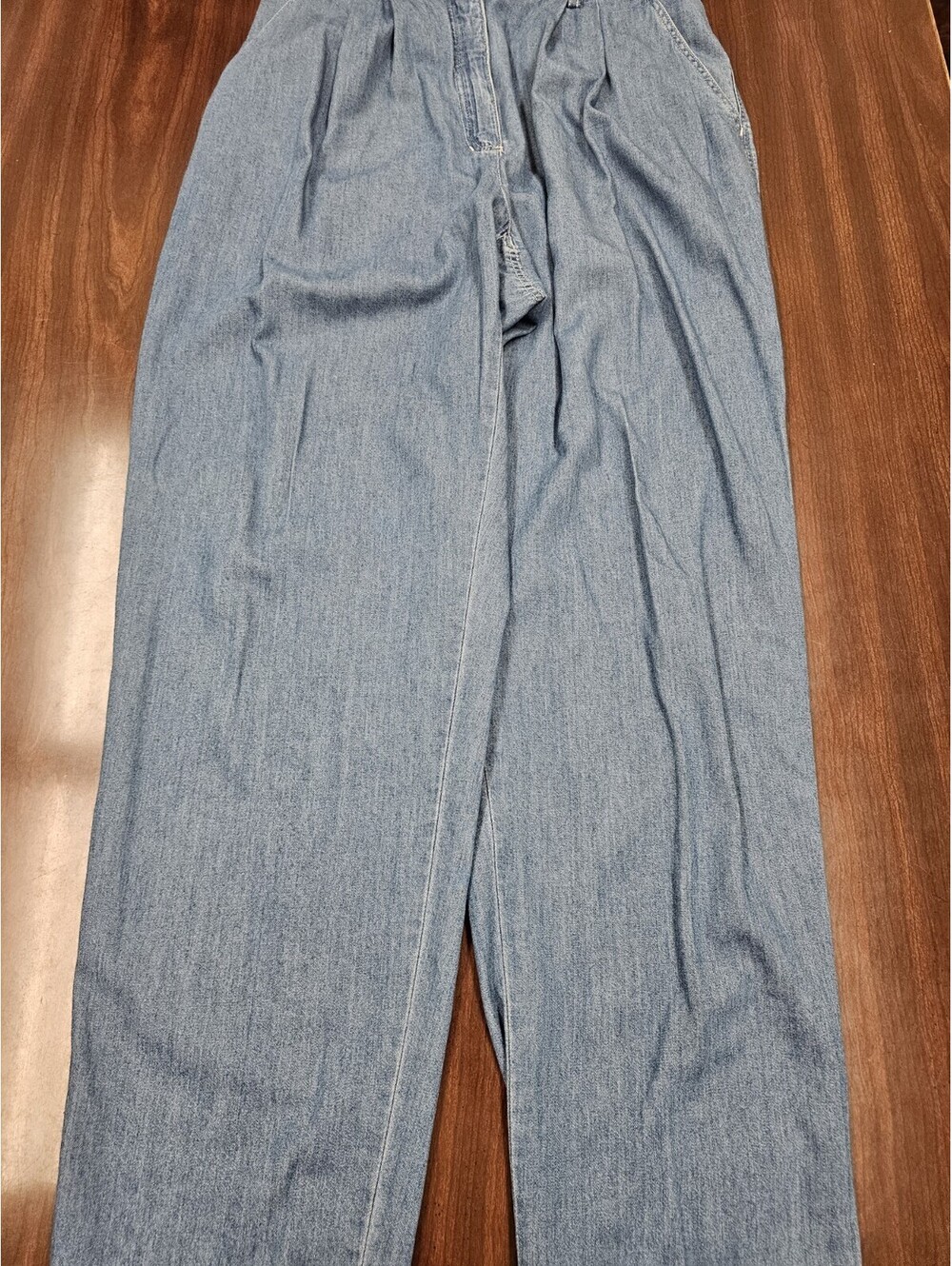 Liz & Co Womens Denim Pants Size 14 Blue Pleated High Rise Tapered Vintage Style
